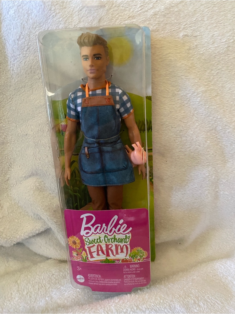 Barbie Farm Ken Doll in Blue Denim Apron with Orange Accents
